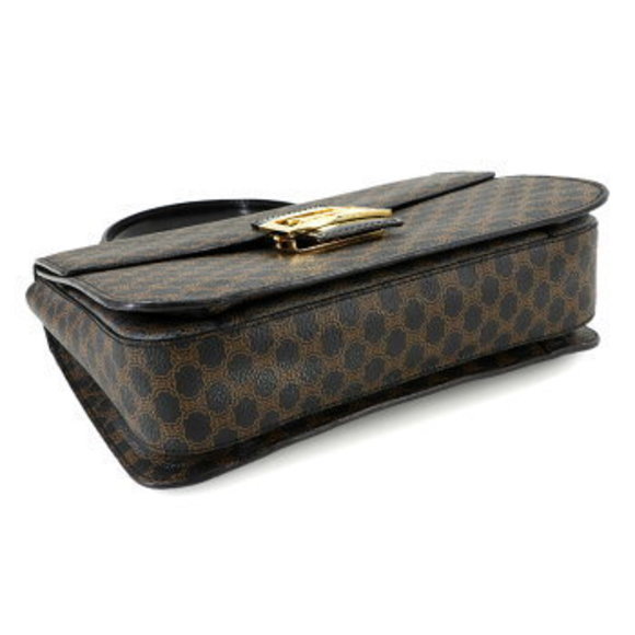 Celine Macadam Shoulder Bag Leather Black Brown - Picture 4 of 9